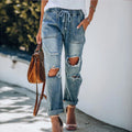 Drawstring Ripped Jeans