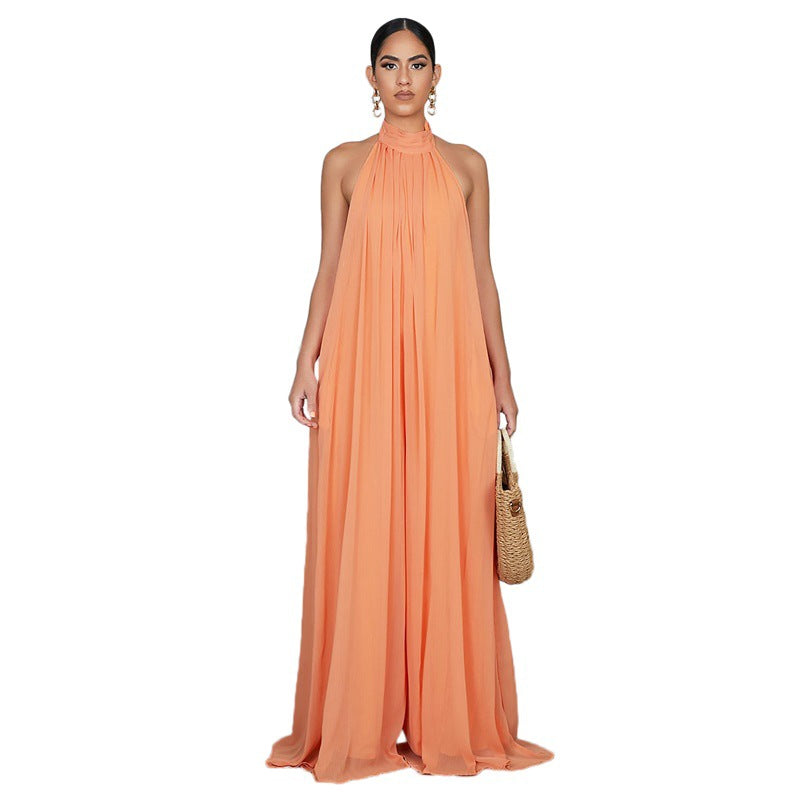 Chiffon Loose Backless Jumpsuit