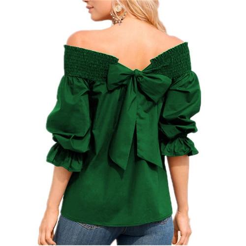 Off Shoulder Bowknot Blouse