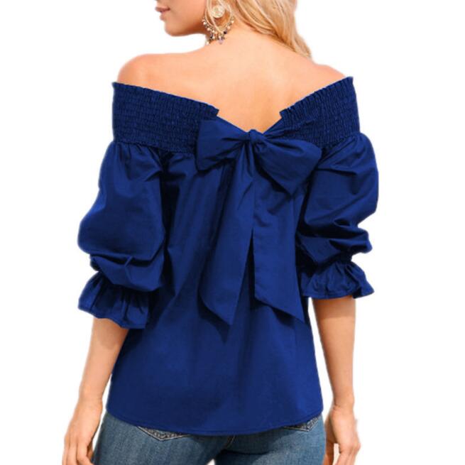 Off Shoulder Bowknot Blouse