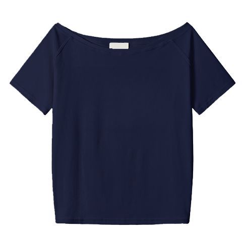 Loose Oblique Shoulder Tops Short Sleeve