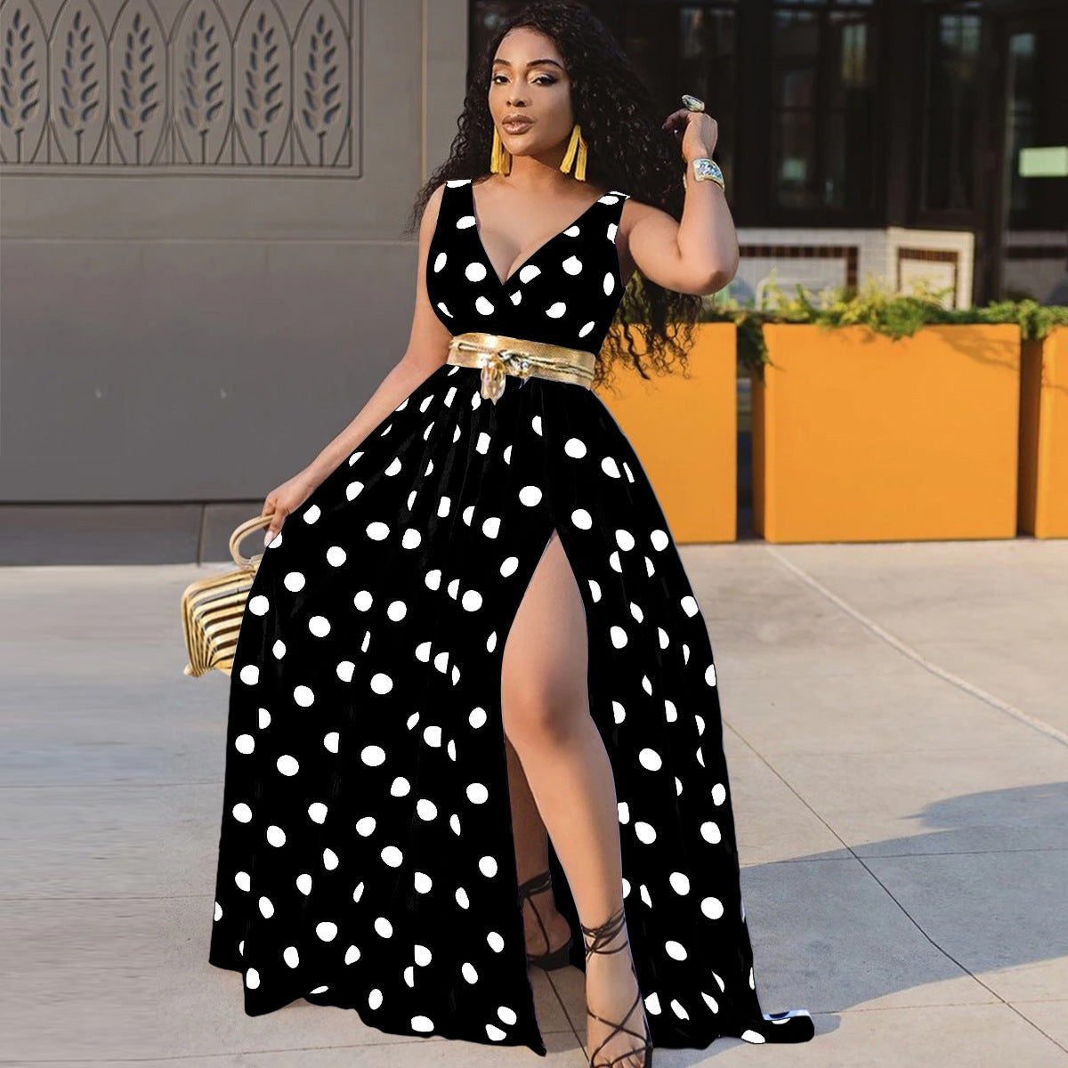 Sleeveless Polka Dot Dress