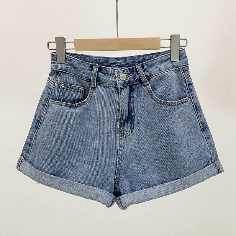 Cuffed Denim Shorts