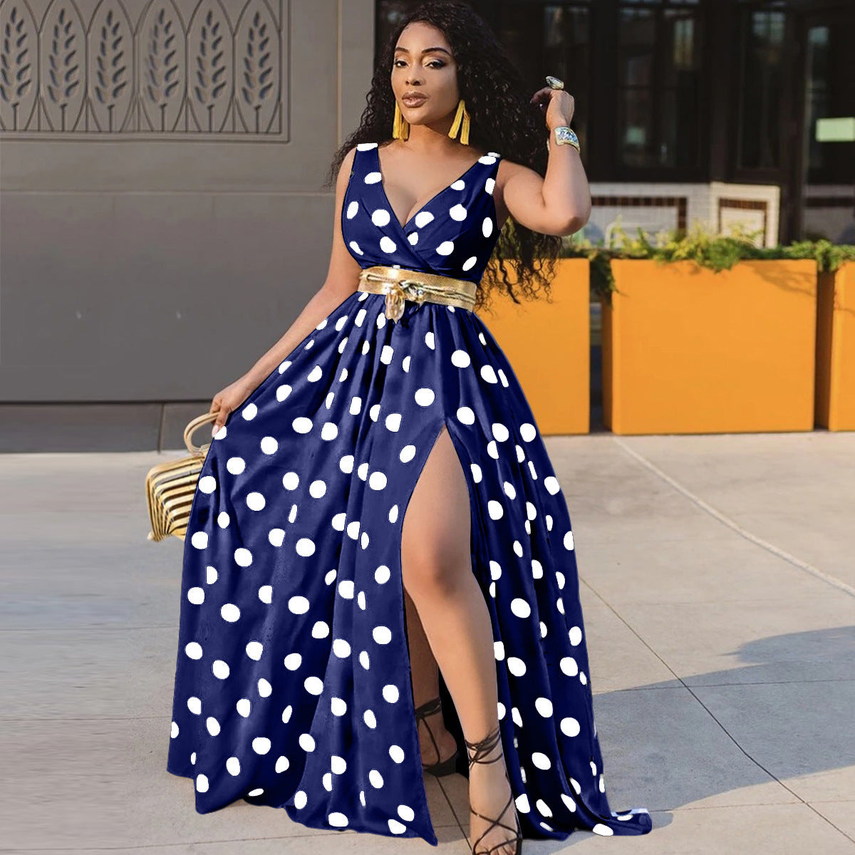 Sleeveless Polka Dot Dress