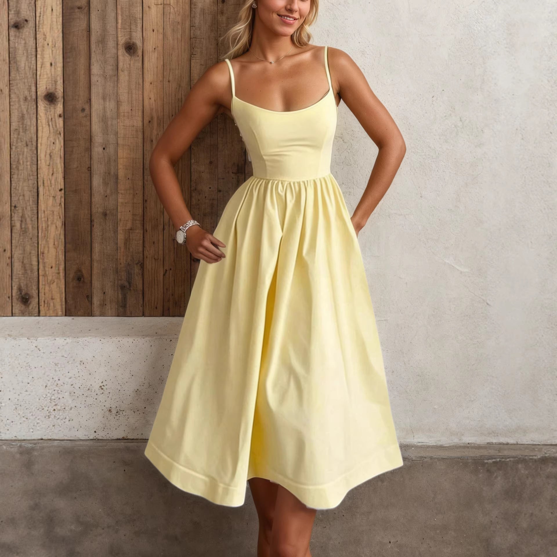 Spaghetti Strap Dress with Fitted Bodice