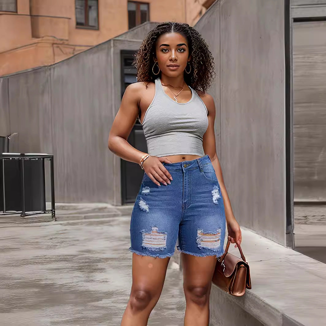 Distressed Denim Shorts