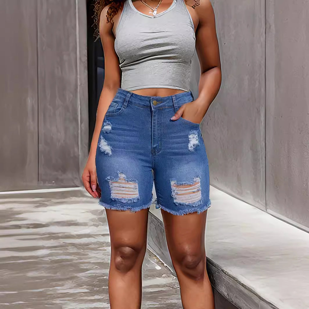 Distressed Denim Shorts