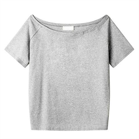 Loose Oblique Shoulder Tops Short Sleeve