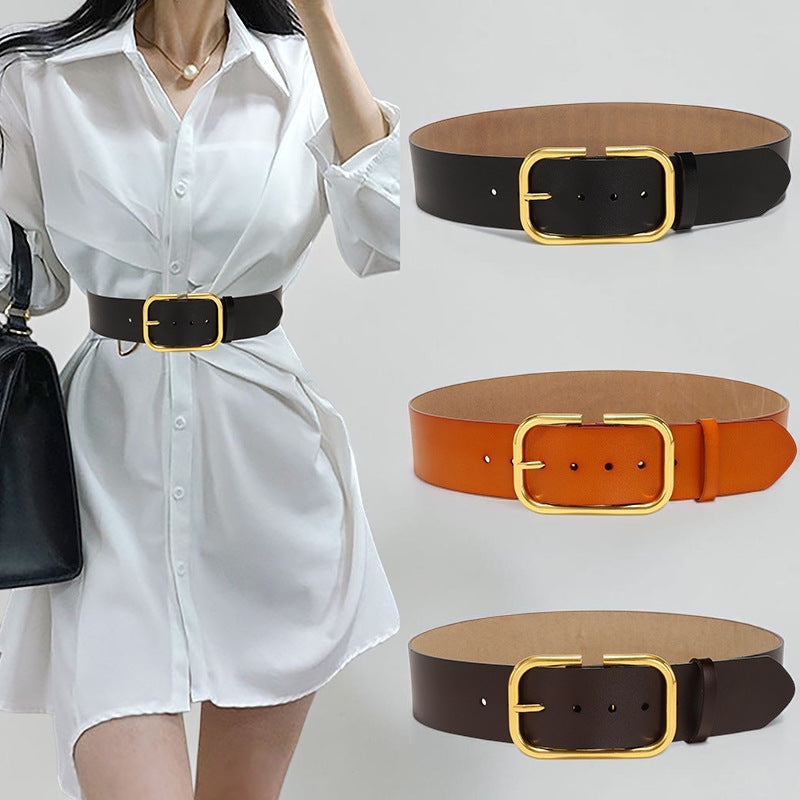 Women's Cowhide Wide Belt Waist Seal