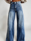 Wide-legged Pants Thermal Transfer Bell-bottom Pants Simulation Denim Trousers