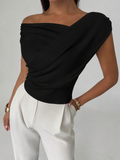 Fashion Personality Solid Color Sleeveless T-shirt For Women