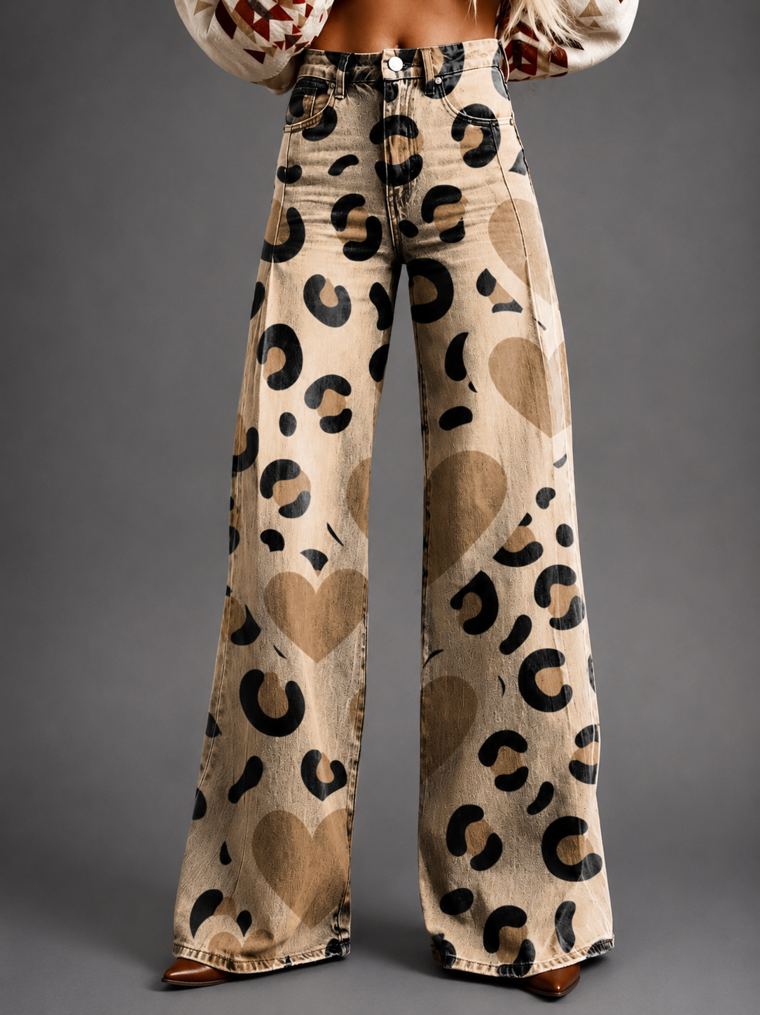 Horn Simulation Denim Trousers Loose Pants For Women