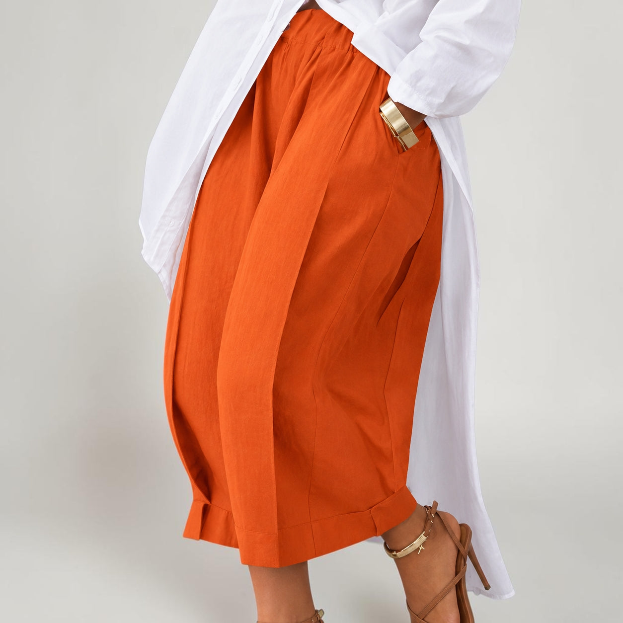 Cross-border European And American Amazon Foreign Trade New Solid Color Loose Comfort And Casual Elastic Waistband Slimming Cropped Wide-leg Pants For Women